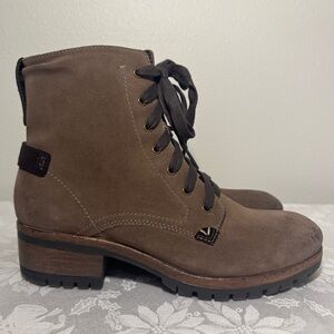 Salvia Calais Lace-up Women's Boots Size 41/US 10-10.5 Side Zipper Brown Suede